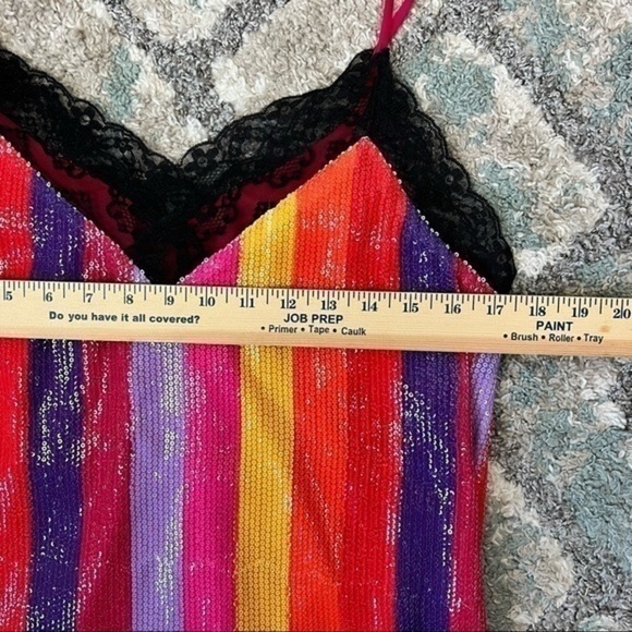 Olivia Ruben womens Rainbow Stripe Sequin Sleeveless Top size 8 - Picture 5 of 12